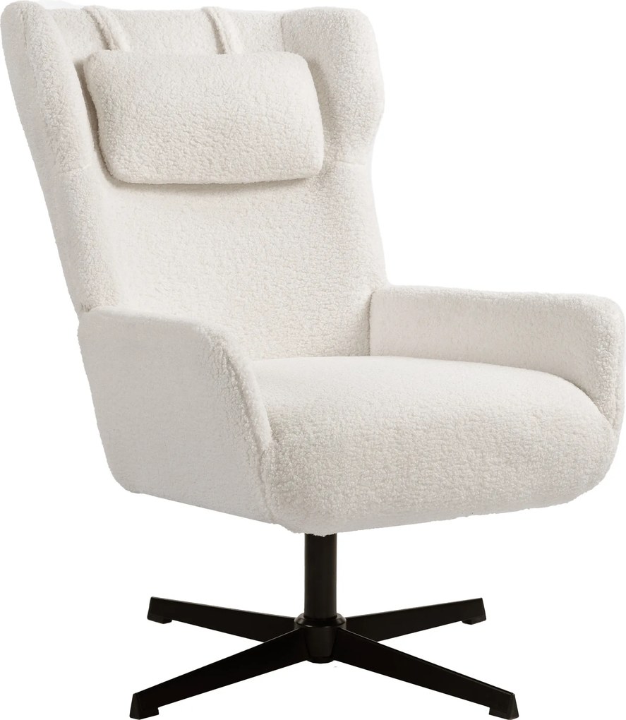 HOMCOM Poltrona de destaque, Poltrona estofada com revestimento de fleece, Base giratória, Estrutura metálica, Creme branco | Aosom Portugal