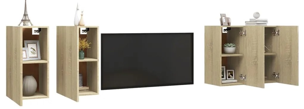 Móveis de TV 4 pcs 30,5x30x60 cm contraplacado carvalho sonoma