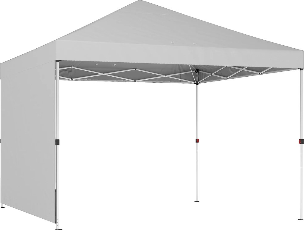 Tenda Dobrável 3x3 m Pop-up com Parede Lateral Proteção UPF50+ Empurre Central Altura Ajustável Branco