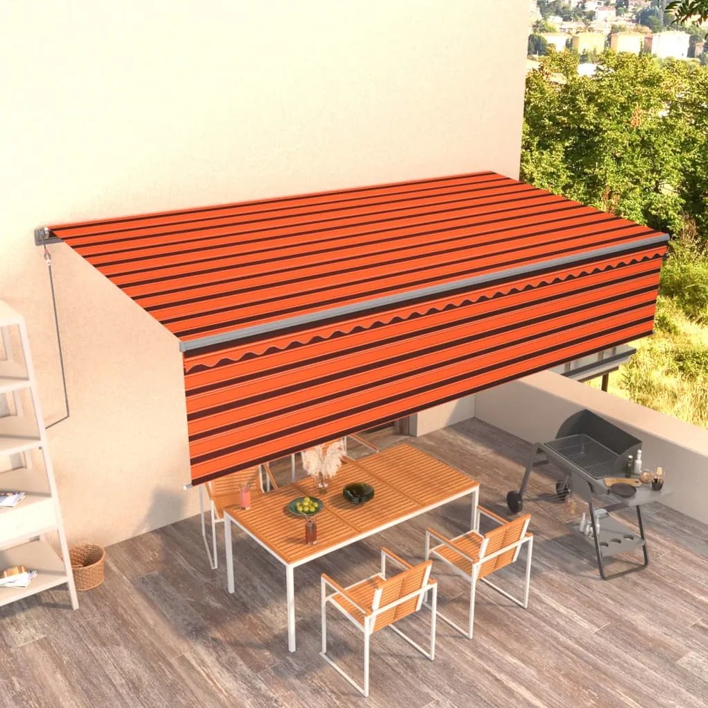 vidaXL Toldo retrátil automático com estore 6x3 m laranja e castanho