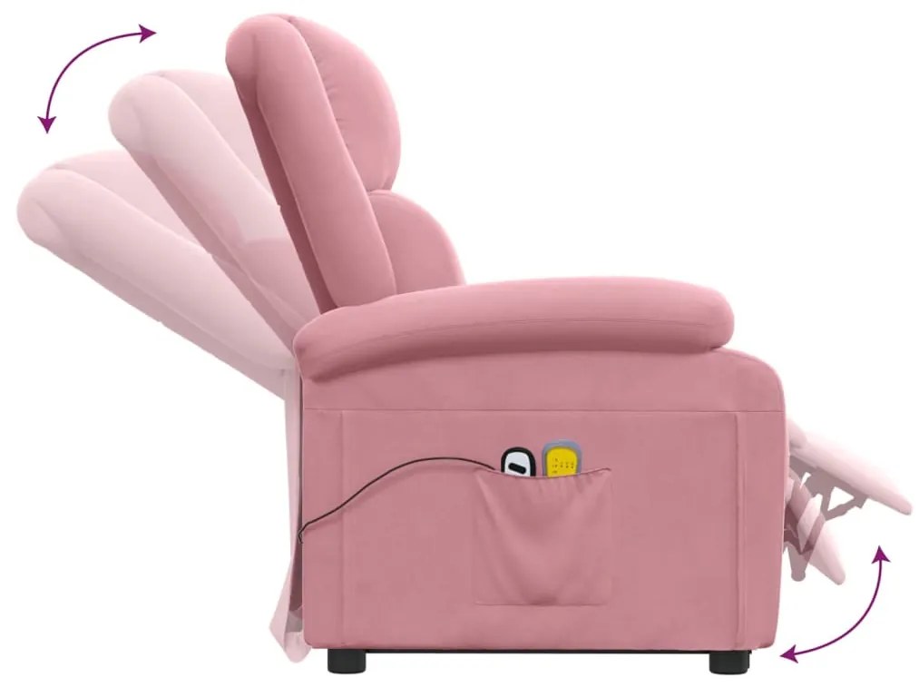 Poltrona de massagens elevatória veludo rosa