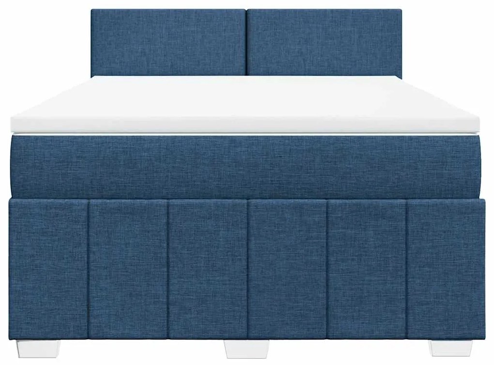 Cama com molas/colchão 140x190 cm tecido azul