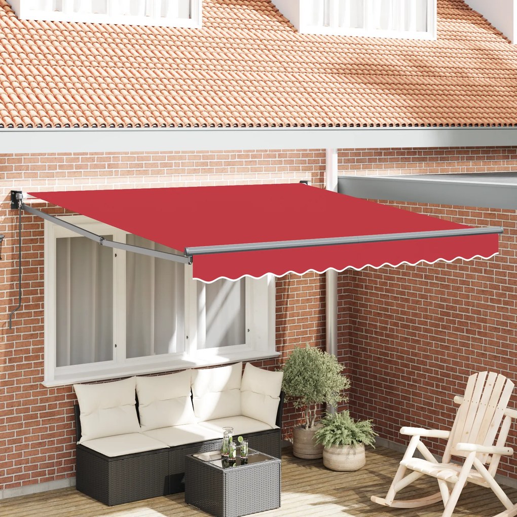 vidaXL Toldo Retrátil Manual Vermelho 300x250 cm