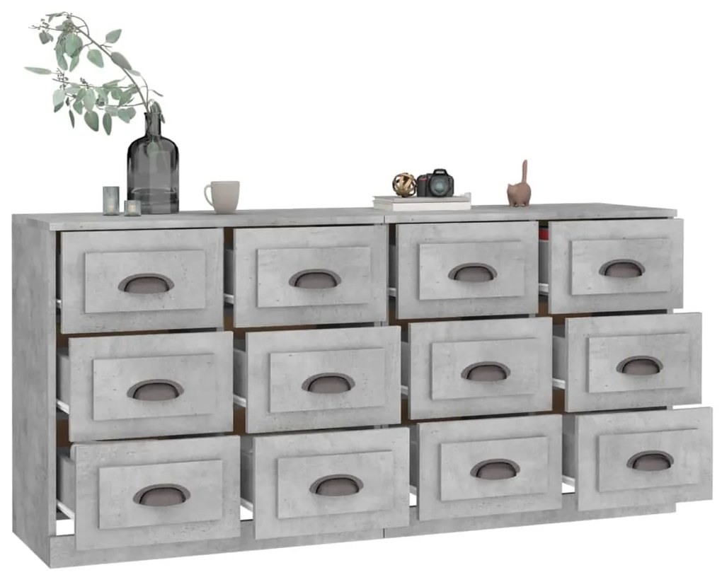 Aparadores 2 pcs derivados de madeira cinzento cimento