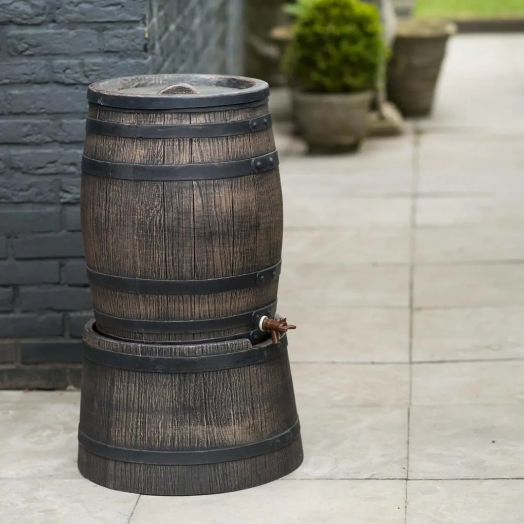 Suporte barril água da chuva aspeto madeira 45x28,5 cm castanho