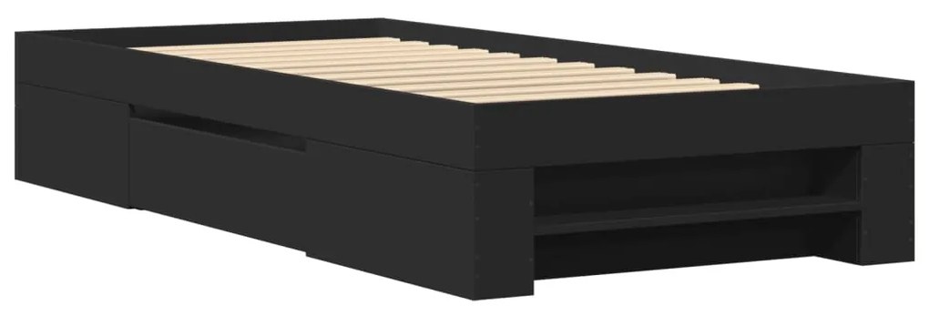 Estrutura de cama 100x200 cm derivados de madeira preto