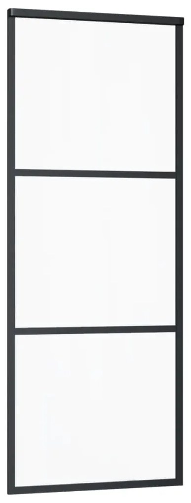 Porta deslizante com 3 painéis em vidro ESG e alumínio 76x205 cm preto