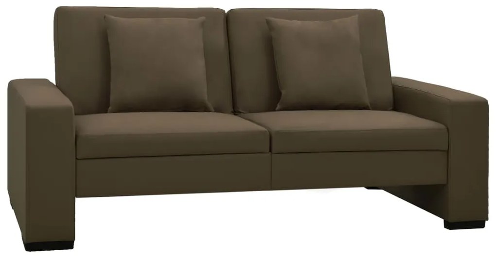 Sofá-cama couro artificial castanho