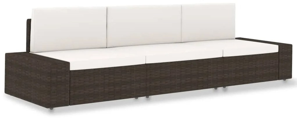 vidaXL Sofá seccional de 3 lugares vime PE castanho