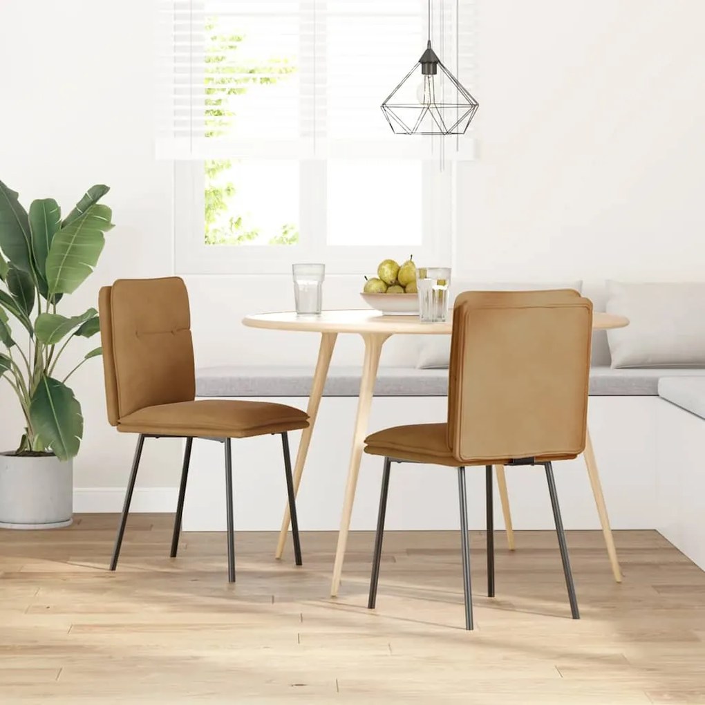 Cadeiras de jantar 2 pcs veludo castanho