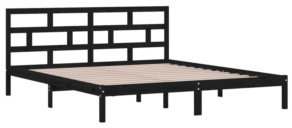 Estrutura de cama casal 135x190 cm madeira maciça preto