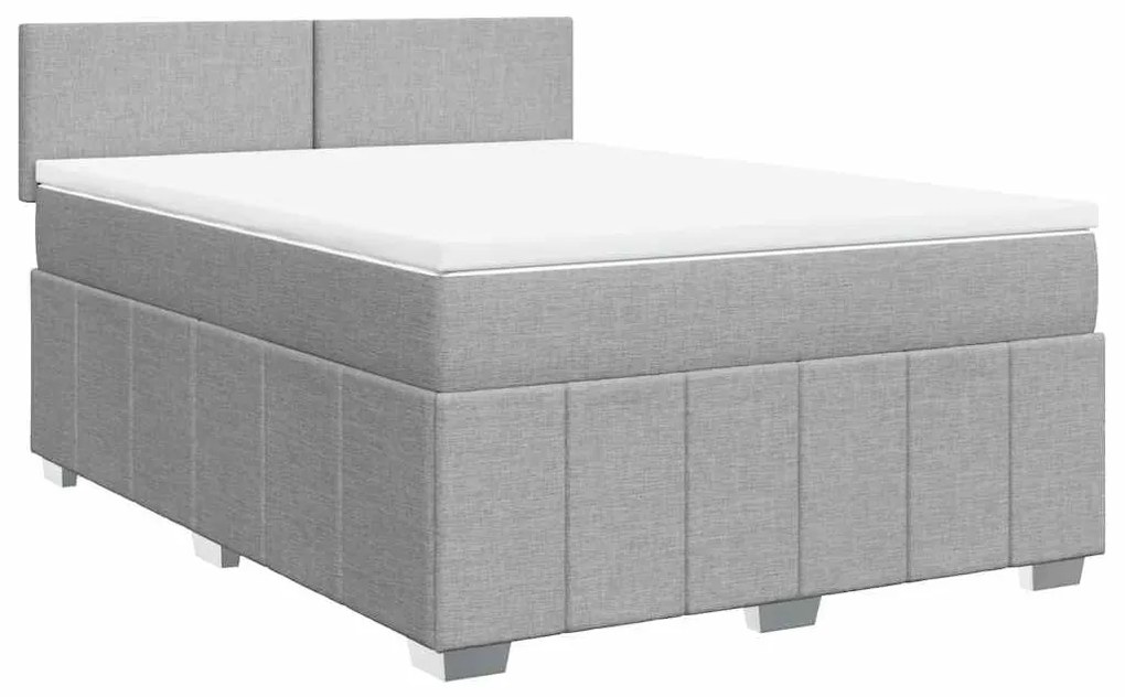 Cama com molas/colchão 140x200 cm tecido cinzento-claro