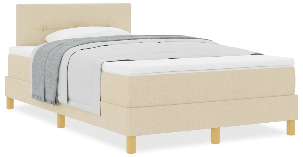 Cama Box Spring com Colchão Creme 120x200 cm Tecido