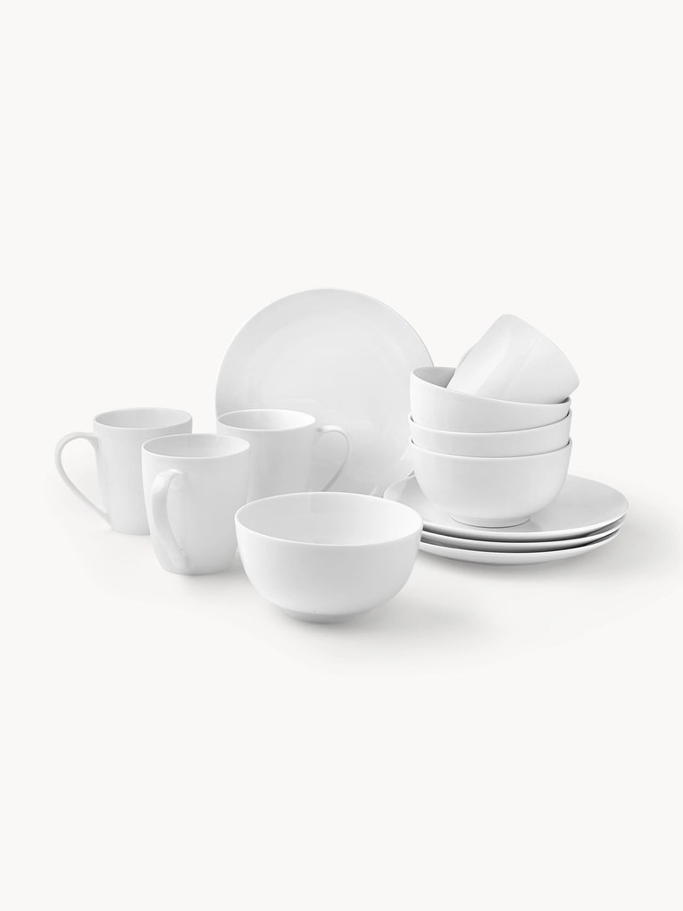 Conjunto de pequeno-almoço em porcelana Delight Classic, 4 pessoas, 12 uni.
