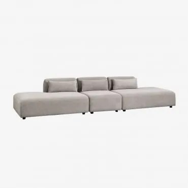 Sofá Modular De 3 Peças Com Duplo Divã Fogler Bombazina Cinzento Toupeira Claro - Sklum
