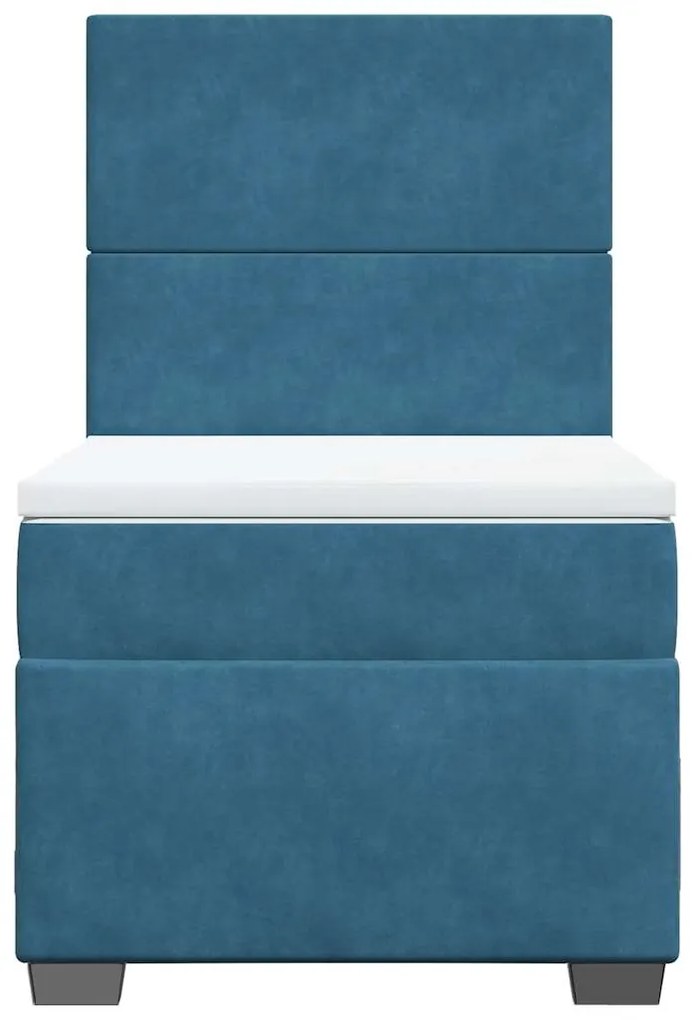 Cama boxspring com colchão 80x200 cm veludo azul