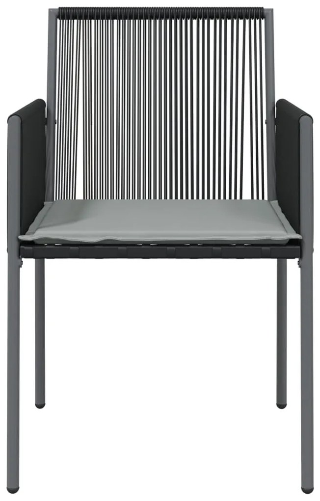 Cadeiras jardim c/ almofadões 4pcs 54x60,5x83,5cm vime PE preto