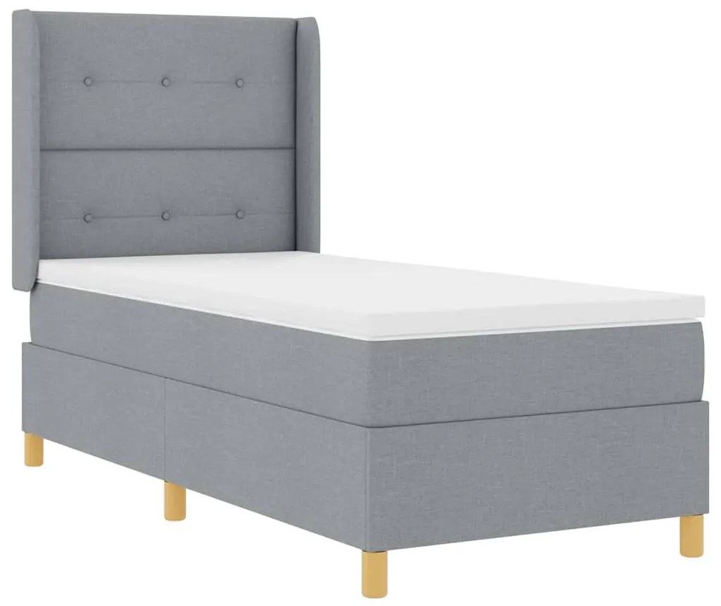 Cama Box com Colchão Cinza Claro 80x200 cm