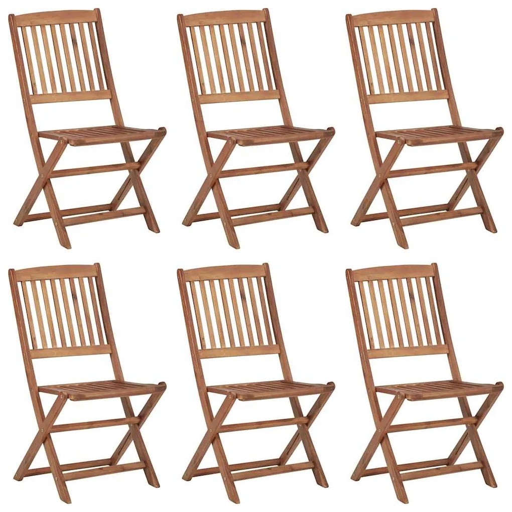 Cadeiras de jardim dobráveis c/ almofadões 6 pcs acácia maciça