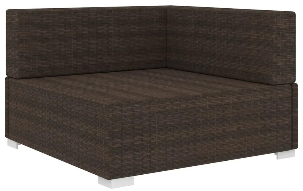 Cadeira de canto seccional c/ almofadões 1 pc vime PE castanho