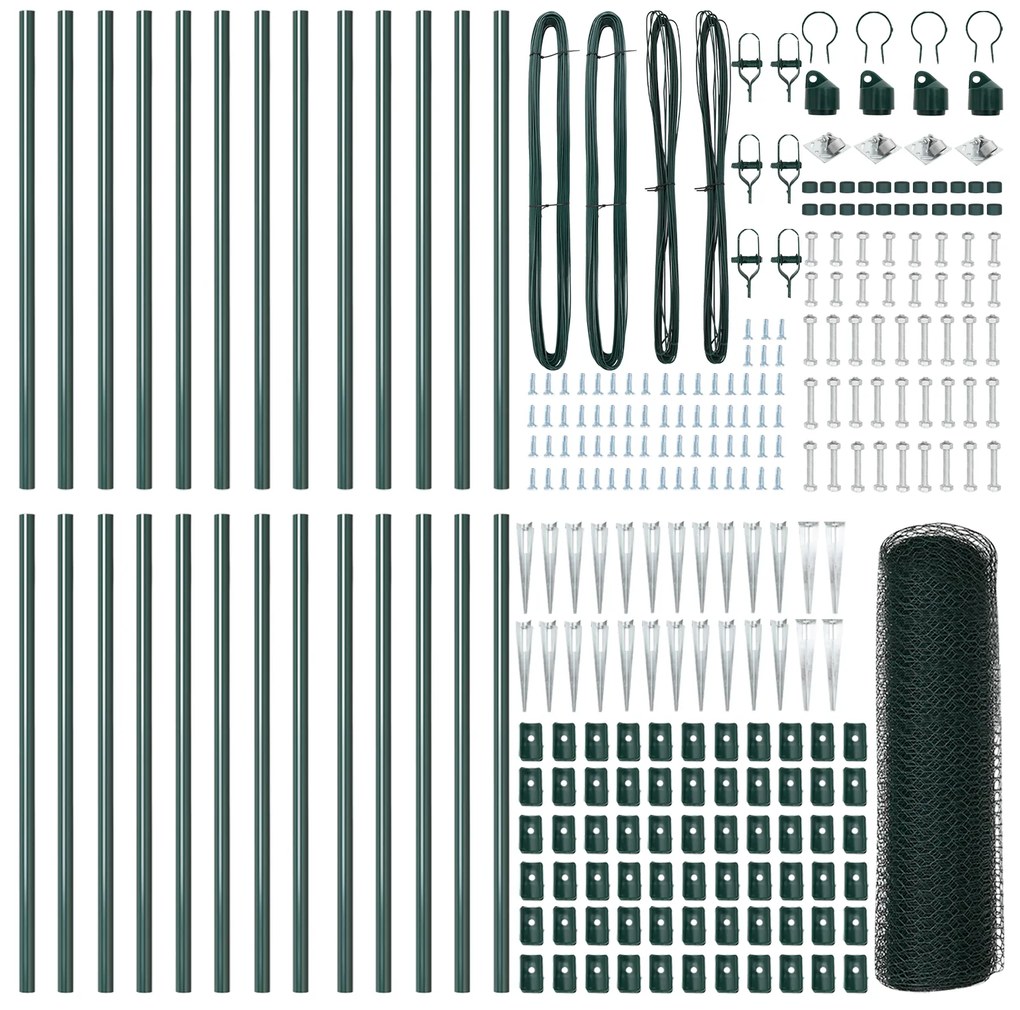 Cerca Hexagonal vidaXL Verde 0,6x50 m Aço
