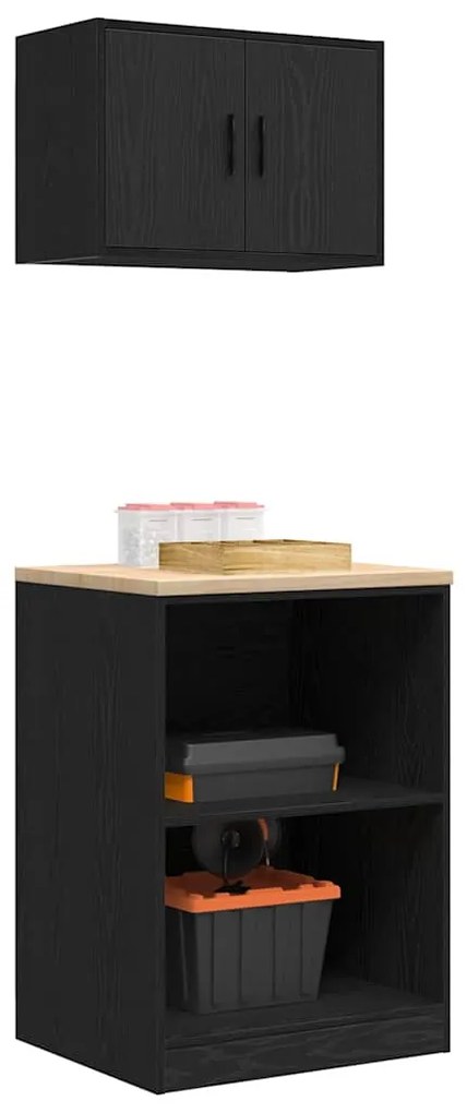 Armários de garagem 2 pcs derivados de madeira preto