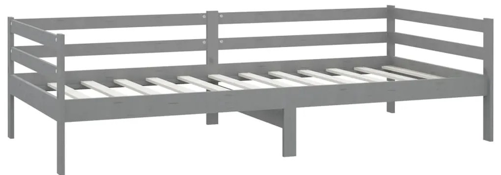 Sofá-cama com colchão 90x200 cm pinho maciço cinzento