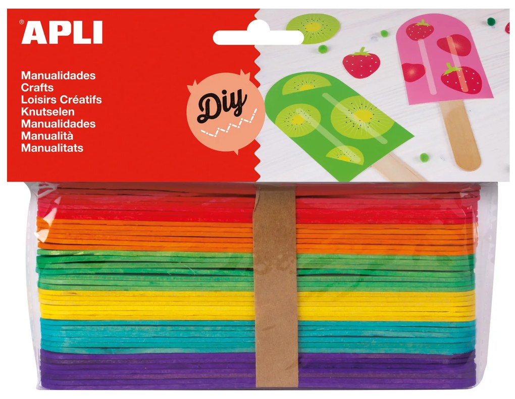 Kit Manualidades Palitos Jumbo Coloridos 150x18mm 40un. – Apli