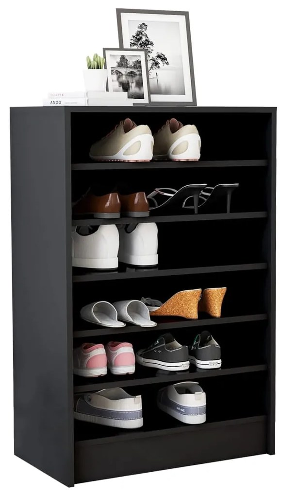 Armário para sapatos 60x35x92 cm derivados de madeira preto