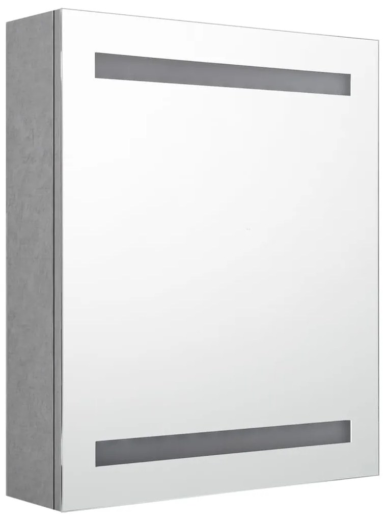 Armário espelhado casa de banho LED 50x14x60cm cinzento cimento