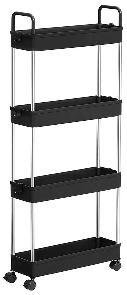 Carrinho de arrumação estreito com 4 prateleiras e rodas | SONGMICS | 40 x 13 x 93 cm | preto | KSC018B01.