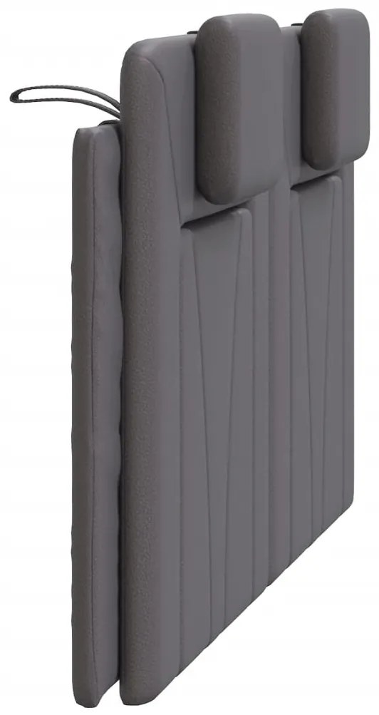 Almofadão de cabeceira 120 cm couro artificial cinzento