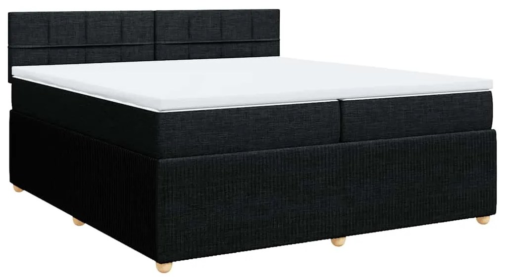 Cama com molas/colchão 200x200 cm tecido preto
