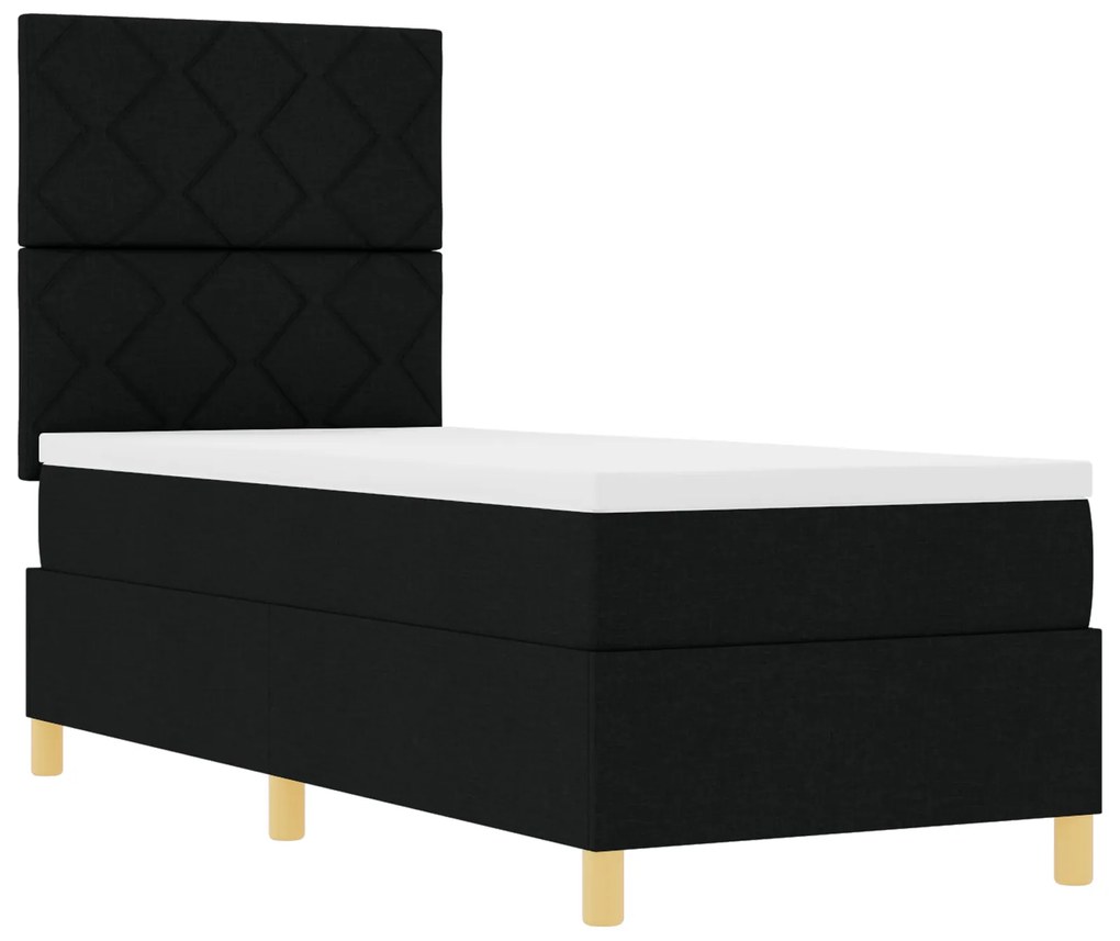 Cama Box Spring com Colchão Preta 80x200 cm Tecido