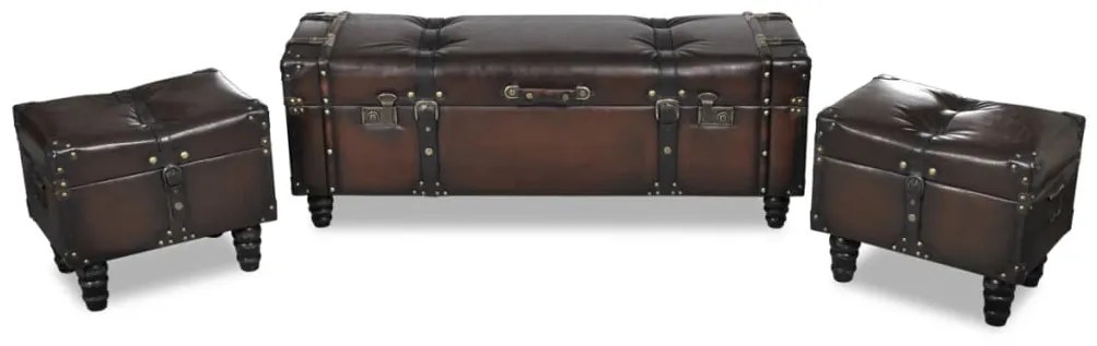 Conjunto bancos de arrumação 3 pcs castanho