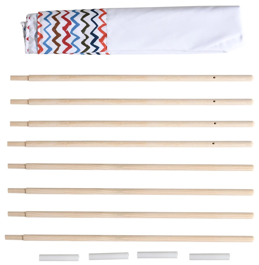 HOMCOM Tenda Tipi para Crianças acima de 3 Anos Tenda Tipi Infantil de Madeira Portátil com Janela para Interiores e Exteriores 120x120x155cm Branco