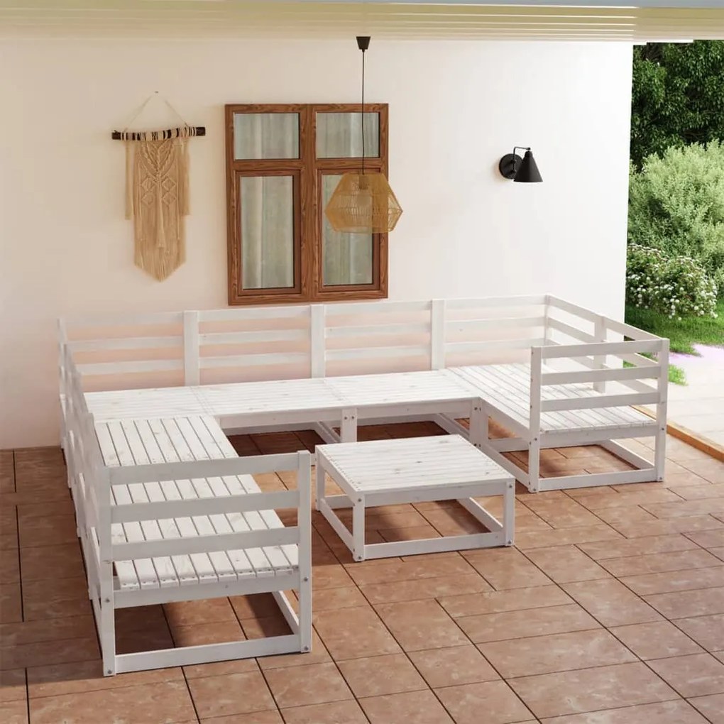 vidaXL 9 pcs conjunto lounge de jardim pinho maciço