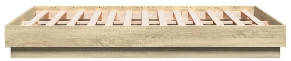 Estrutura de cama com luzes LED 140x190 cm carvalho sonoma