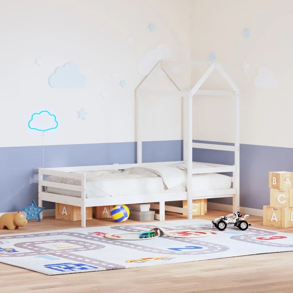 Telhado de cama infantil 98x70x176,5 cm pinho maciço branco