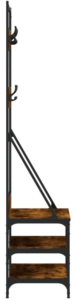 Bengaleiro c/ arrumação de calçado 70x40x184 cm carvalho fumado