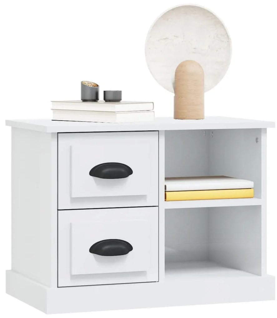 Mesa de cabeceira 60x35,5x45 cm branco brilhante