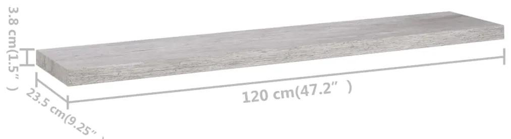 Prateleira de parede 120x23,5x3,8 cm MDF cinzento-cimento