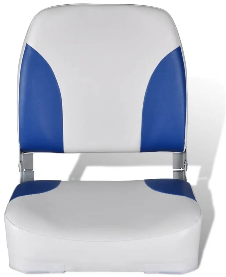 Assento de barco c/ encosto dobrável e almofada azul/branco