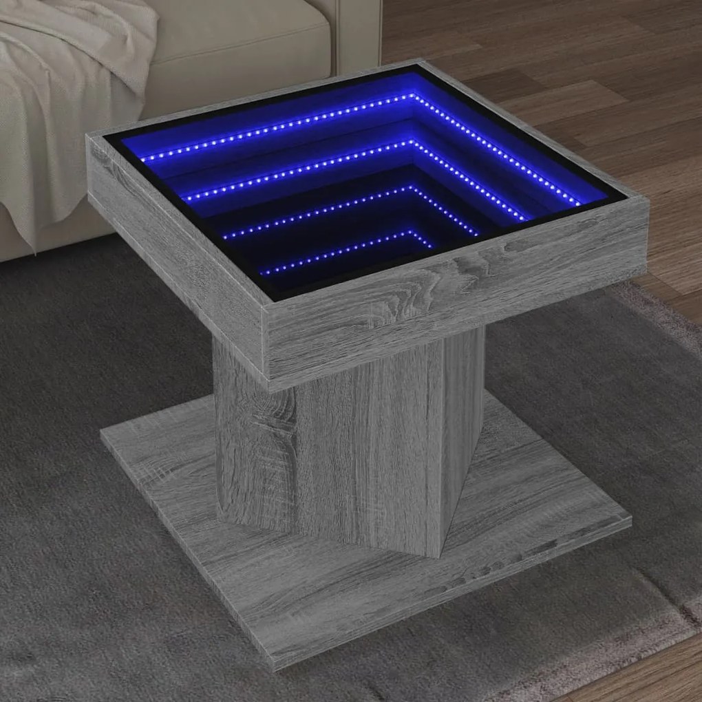 vidaXL Mesa de centro c/ LEDs 50x50x45 madeira processada