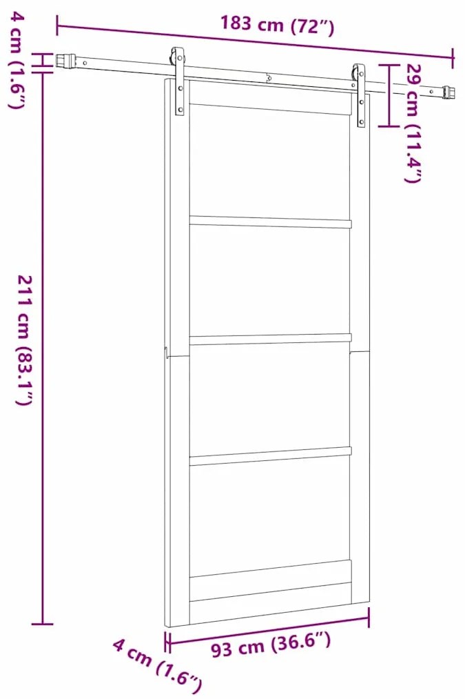Porta de Correr vidaXL com Conjunto de Ferragens 93x211 cm Madeira Mac