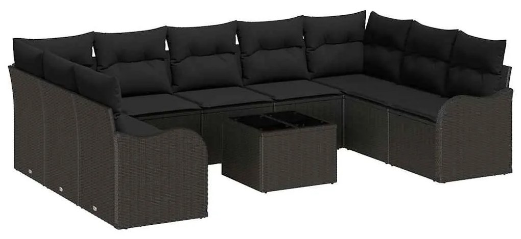 Conjunto de Sofá de Jardim vidaXL de 10 Peças com Almofadas Rattan Beg