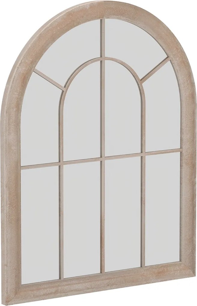 Espelho de painel de janela estilo fazenda arqueado  88 x 69,5 x 3,5 cm montado na parede com moldura metálica Cinza rústico