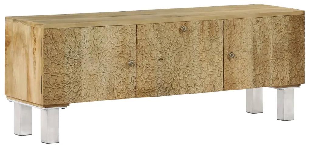 Móvel de TV em madeira de mangueira maciça 118x30x45 cm