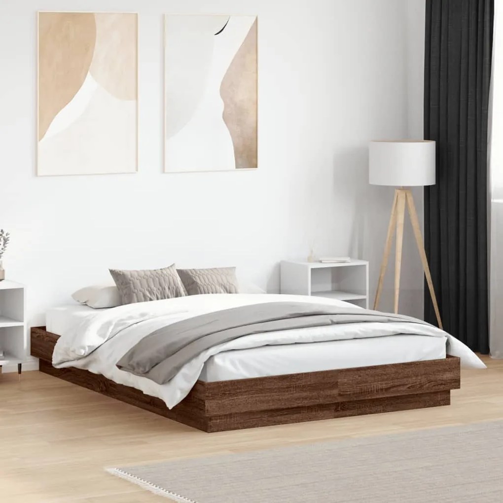 vidaXL Estrutura de cama 120x190cm derivados madeira carvalho castanho