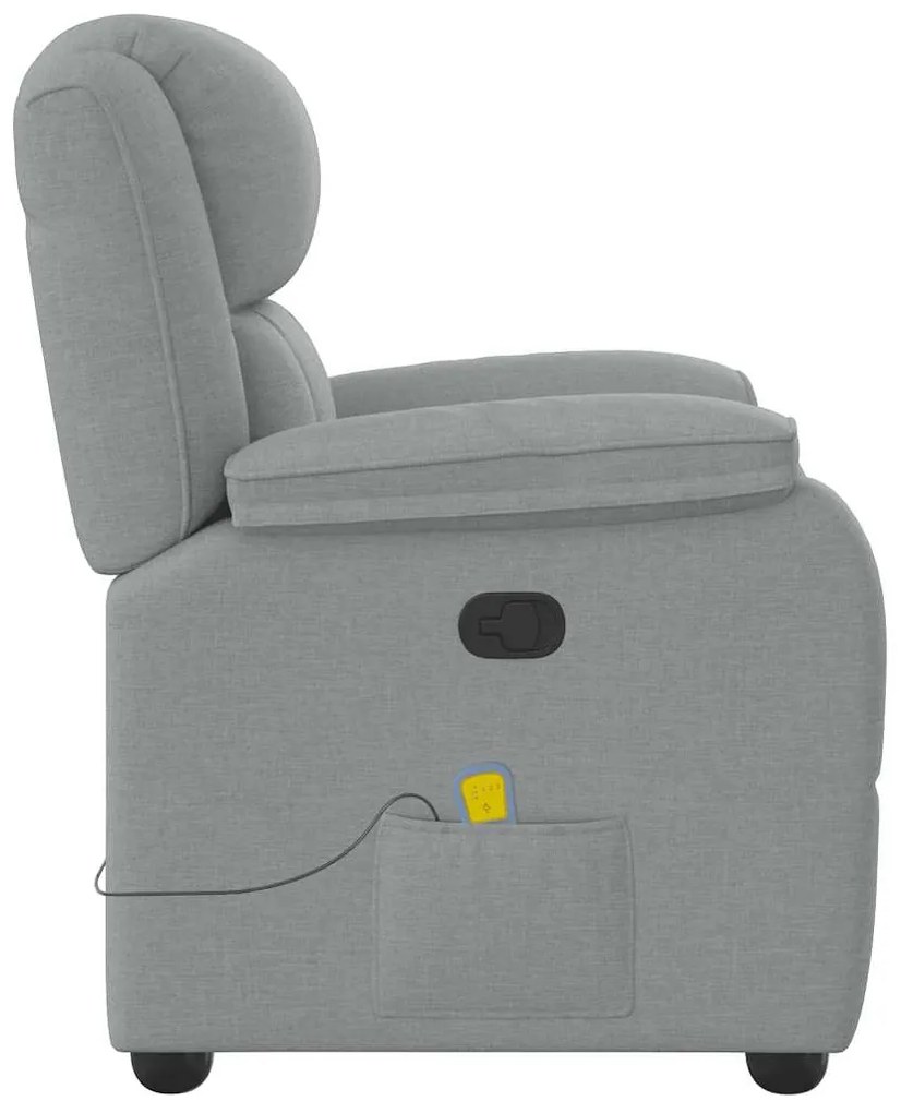 Poltrona de massagens reclinável tecido cinzento-claro